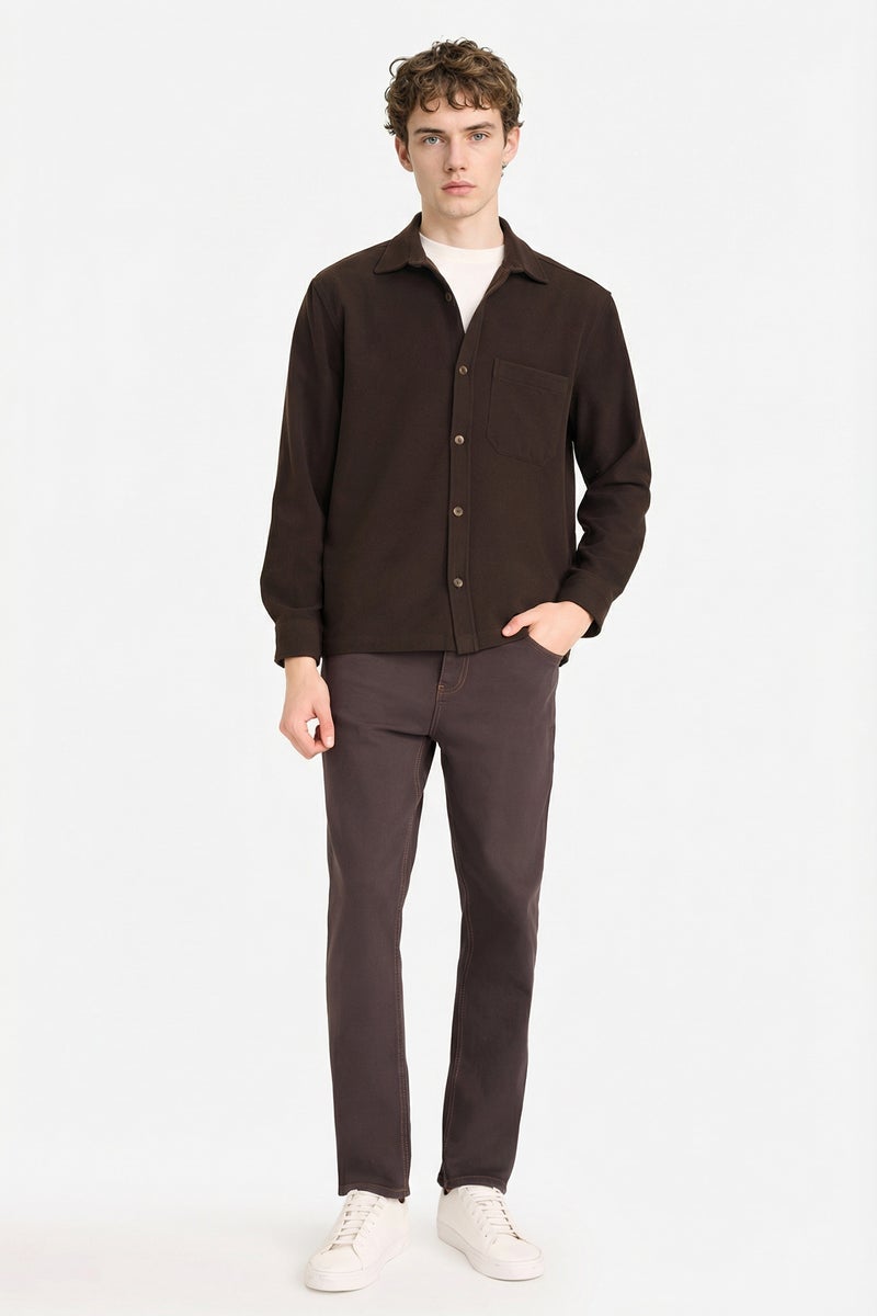 DeFacto Brown Man Regular Fit Flannel Shirt Casual - Image 2